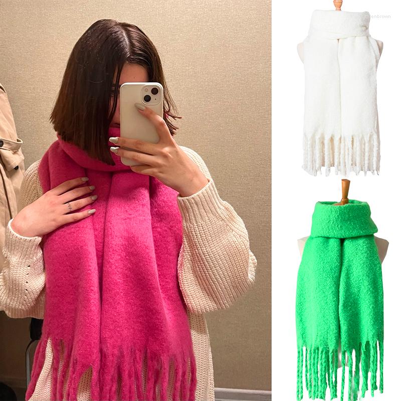 

Scarves Luxury Cashmere Women Solid Scarf Shawls Winter Warm Long Pashmina Lady Tassel Over Size Foulard Thick Blanket 2023