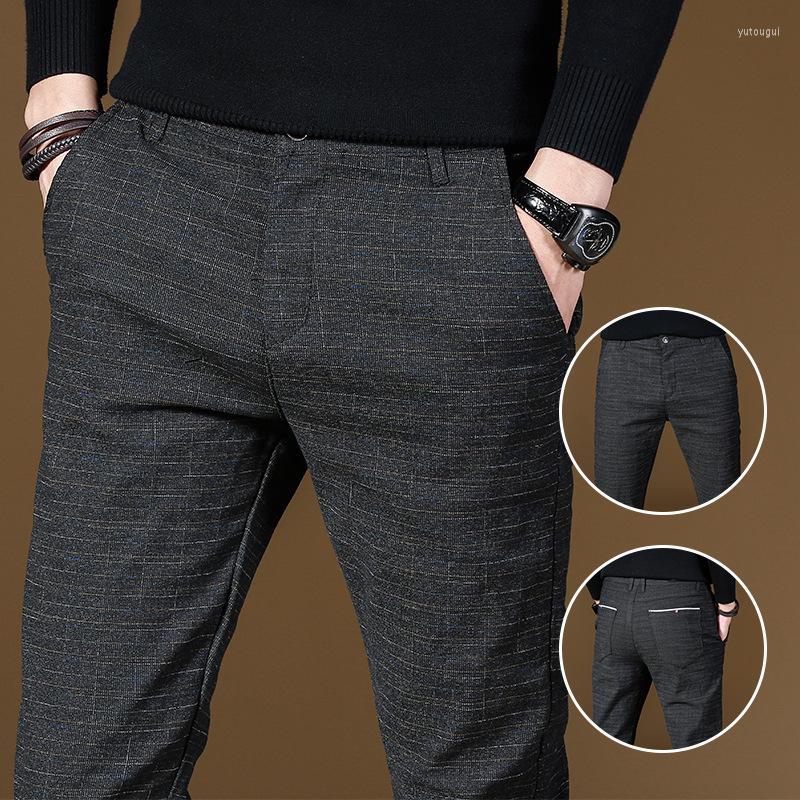 

Men's Pants Plaid Men's Casual Autumn And Winter Business Trend Slim-fit, Black
