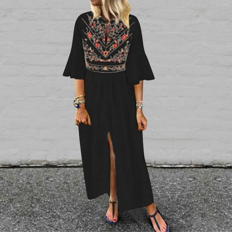 

Casual Dresses For Women 2023 Streetwear Plus Size Loose Mid Sleeve Printed Stitching A Line Dress Elegant Graduation, Black