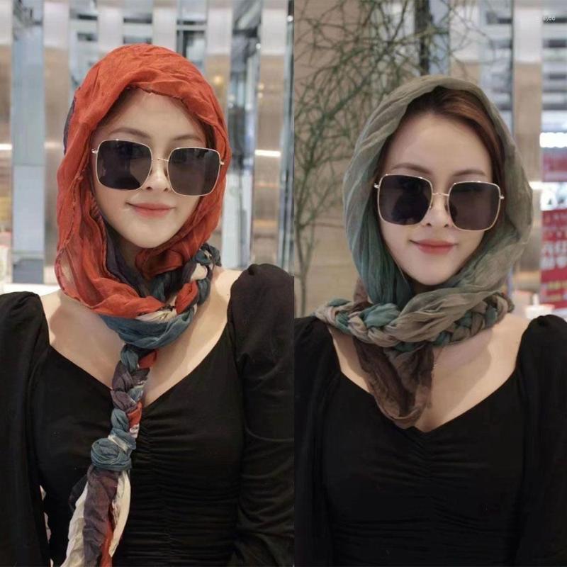 

Scarves Cotton Linen Hijab Scarf Hat Headband Hats Sunscreen Shawl Muslim Baotou Turban Head