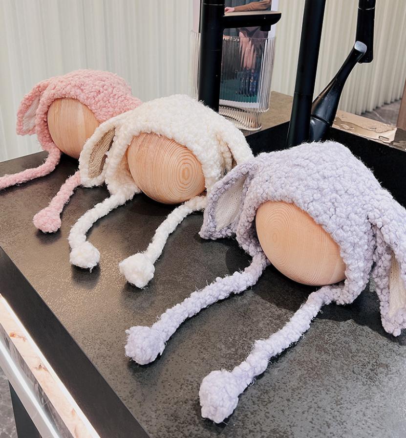 

INS Baby girls boys rabbit ears hats infant kids fleece long bunny ear beanie 2022 winter children easter party cap A93789292056, Pink