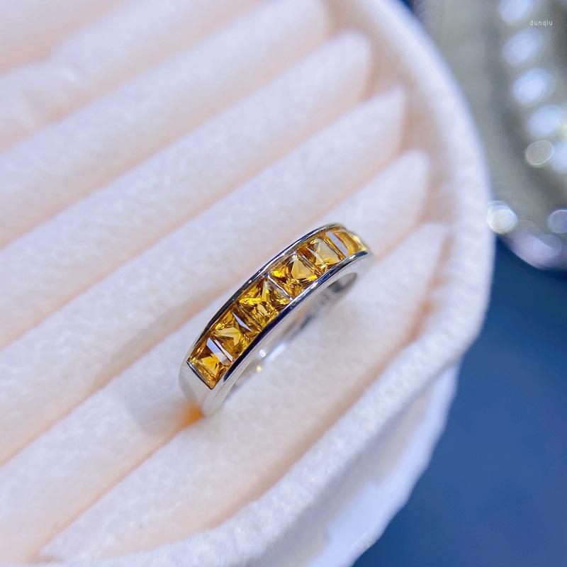 

Cluster Rings Jewelry Natural Citrine Ring 3 3mm Yellow 925 Silver For Party
