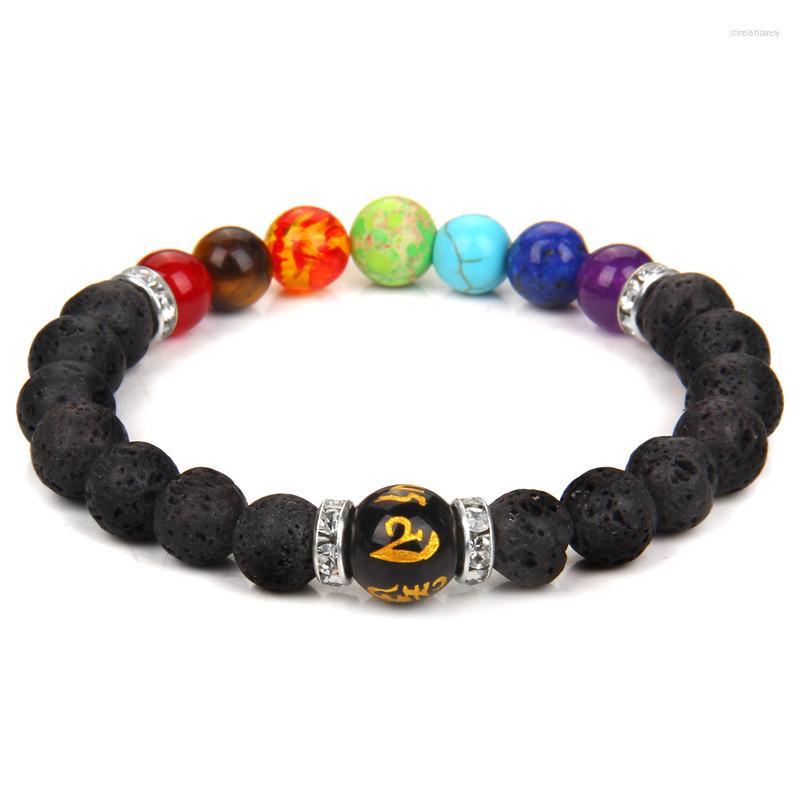 

Strand 7 Healing Yoga Chakra Bracelet For Women Men Pendant Heart Stone Beads Meditation Energy Couples Jewelry Gift