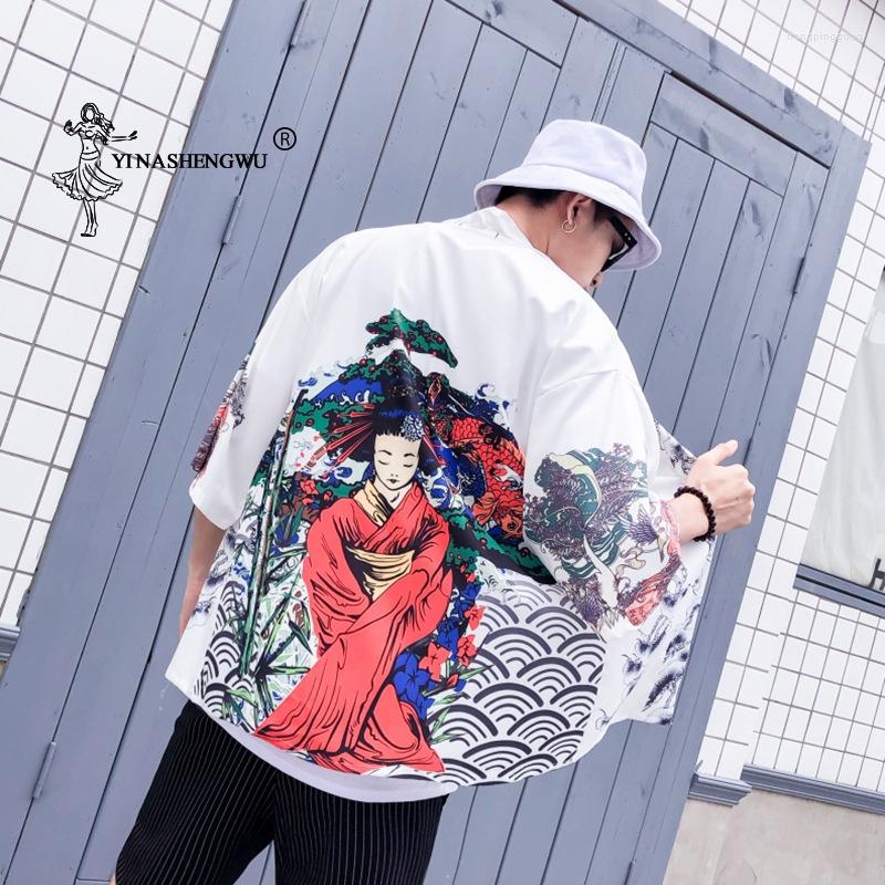 

Ethnic Clothing Japanese Kimono Traditional Robe Cardigan Men Summer Beach Harajuku Unisex Holiday Cosplay Yukata Women Shirt Tops