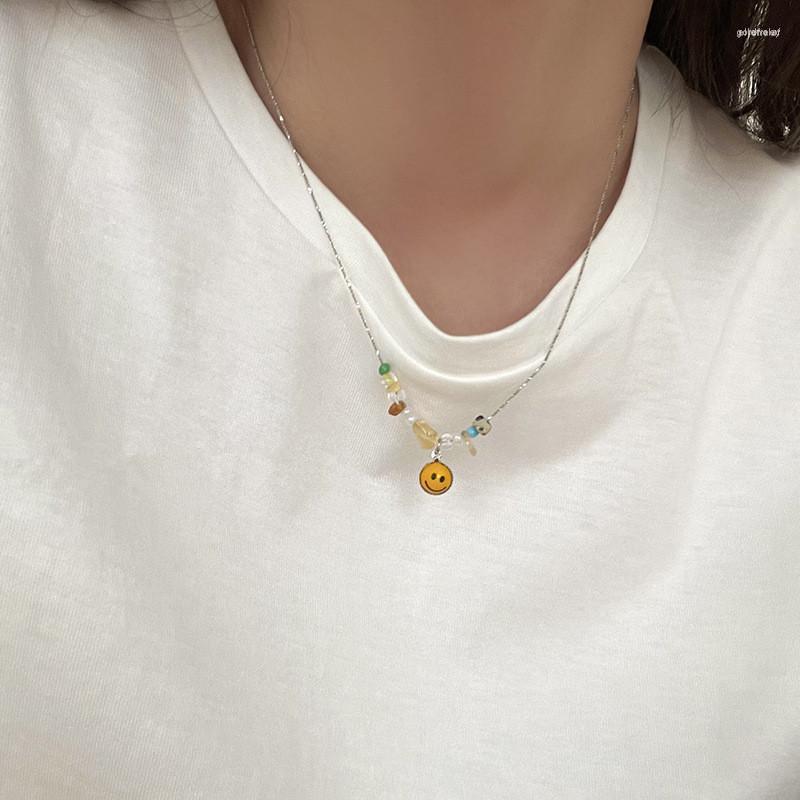 

Choker 2023 Summer Kpop Smile Multicolor Beading Necklaces For Women Girls Funny Boho Accessories