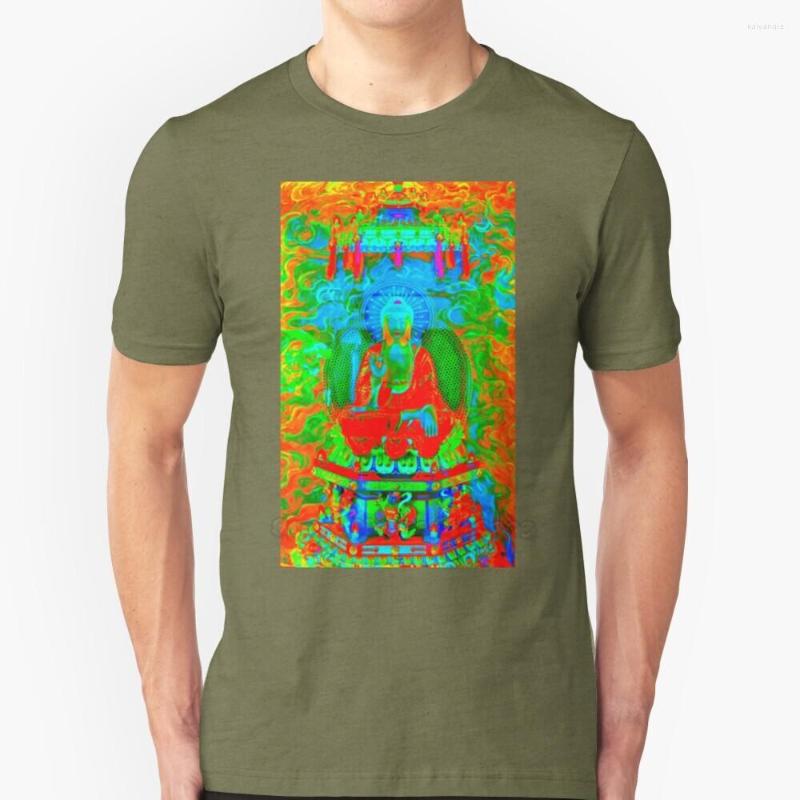 

Men's T Shirts Colorful Buddha T-Shirts Pure Cotton O-Neck Shirt Men Tooth Temple Rooftop Singapore Colourful Solarized, Mtee-sky blue