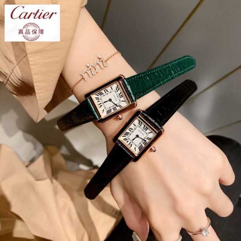 

luxury panthere watch for men santos wristwatches QA0K high quality Must Series Quartz Classic Gold Small Square Strap