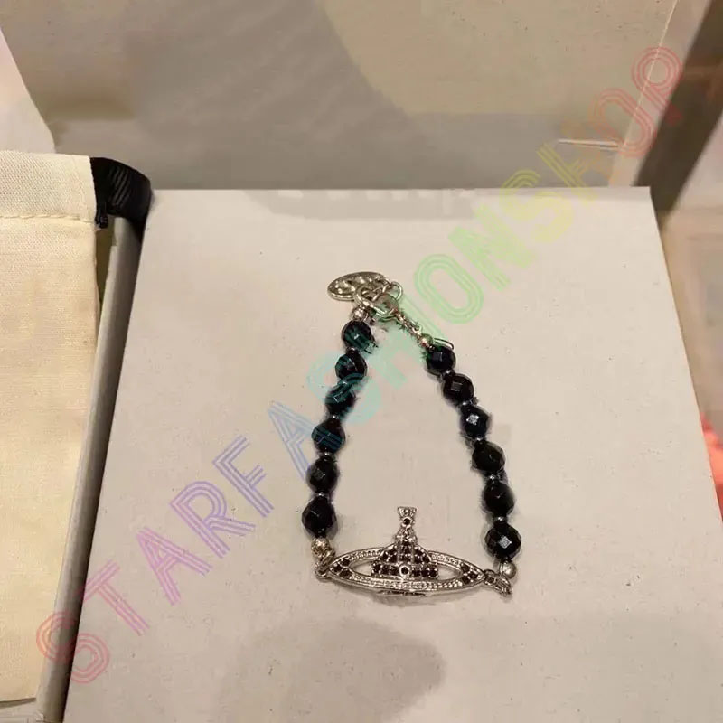 

Saturn Black Onyx bracelet pearl beaded strand diamond tennis planet bracelets woman gold designer jewelryfashion accessories logo box perfect5656