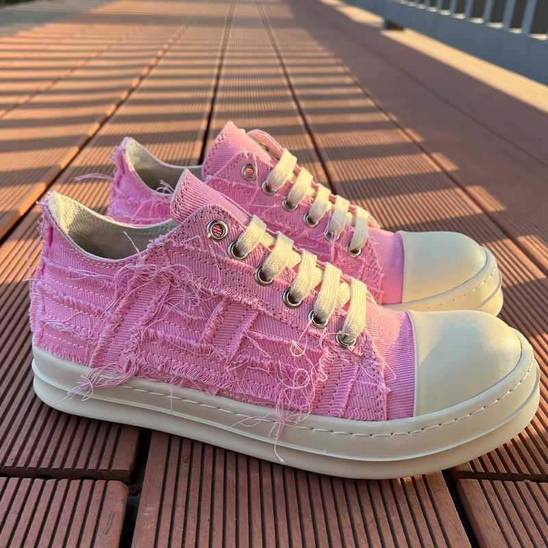 

rick 2023 New Ro Low Top Shoes Canvas Beggar Men's Shoes Thick Sole Casual Fashion Shoes Versatile Women's Shoes Fashion Couple Shoes Trend, Pink