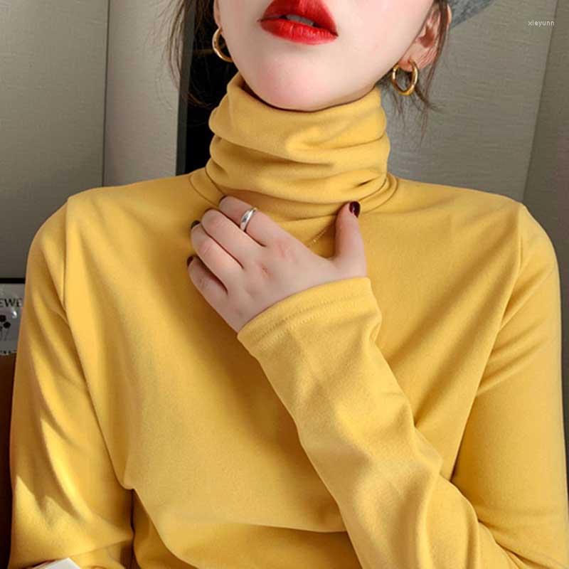 

Women's T Shirts Yellow Basic High Neck Bottom Shirt Women Tops Autumn Winter 2023 Red Long Sleeve Warm Solid Color T-Shirts Fashion Tees, Blue