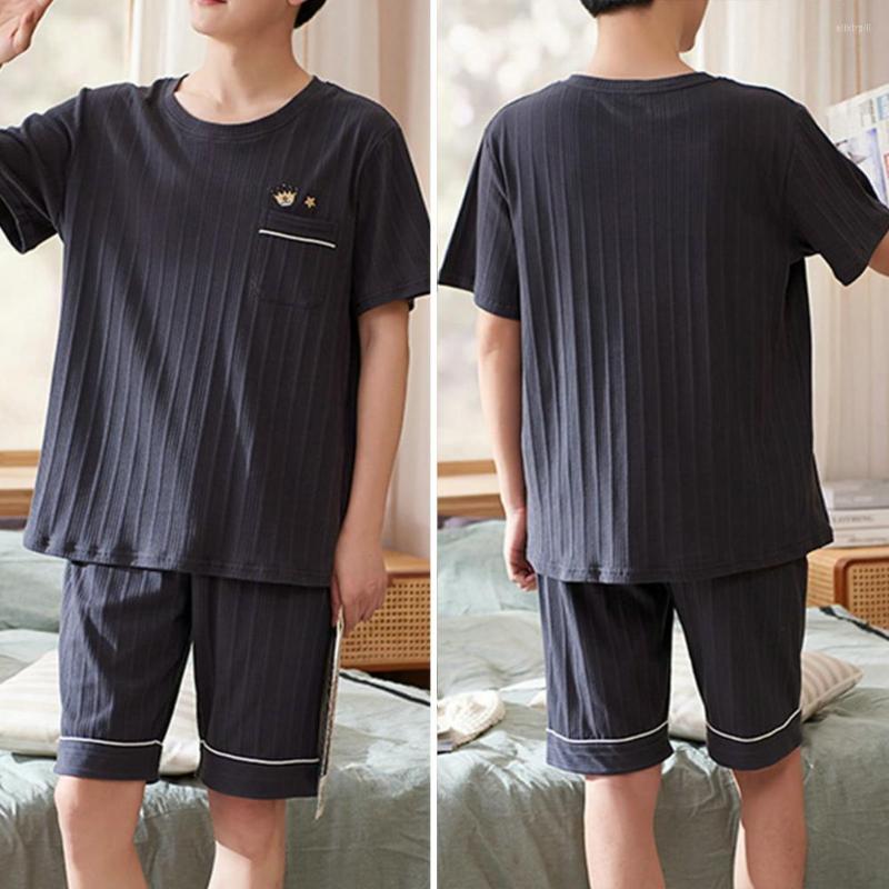 

Men's Sleepwear 2 Pcs/Set Soft Comfortable Summer Pajamas Set Men Night Clothes Deep Crotch Sleeping, Dark blue