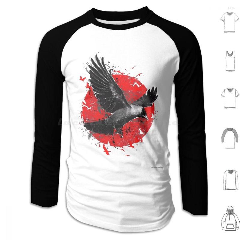 

Men' Hoodies Flight Long Sleeve Bird Crow Moon Red Unique, M-3-4baseball-blue