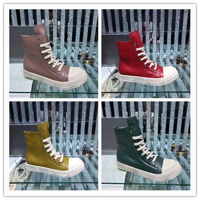 

S5 Women booties designer canvas casual rick ownes boots shoe fashion men women sneakers rubber bottoms high low black white jumbo lace up thick sole sneaker boot 35-46