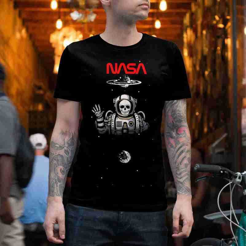 

2023 New 3D Printed NASAt T-shirt Male Skull Astronaut Youth Sports, Sn5