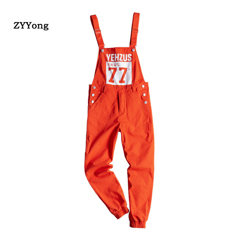 

Men' Jeans Print Letter Orange Loose Overalls Men Jumpsuit Bib Beam Feet Hip Hop Streetwear Rompers Cargo Pants Youth Casual Trousers 230628