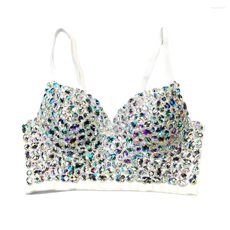 

Women's Tanks Women Summer Diamonds Camisole Corset Top Build In Bra Muti-color Crystal Tops Vest High Street Club Party Nightwears Sexy, Black
