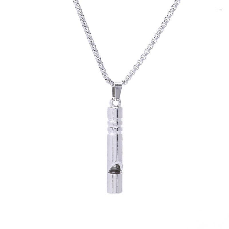 

Pendant Necklaces 1 Piece Men And Women Vintage Whistle Necklace Simple Hip Hop Titanium Steel Long Fashion Jewelry