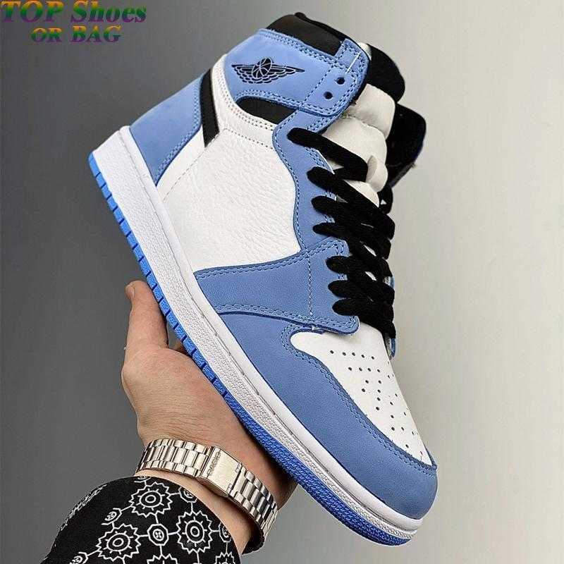

OG High 1 UNC Black White University Blue Shoes Jumpman 1s Womens Basketball Mens Sports Sneakers With Box Size 36-47, #2