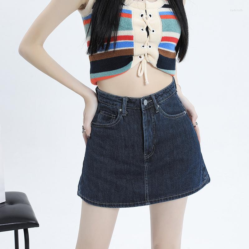 

Skirts Classic High Waisted Sexy Short Mini Denim Skirt Women's Summer Slim A-line Streetwear Jean Cowboy, Blue