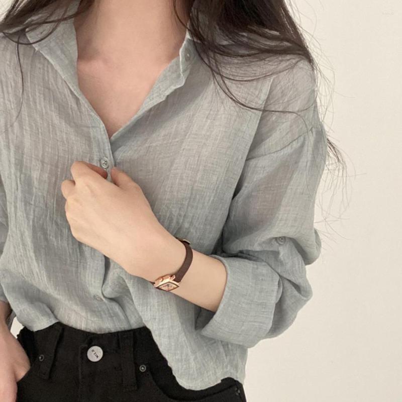 

Women' Blouses Beautiful Women Solid Color Sun Protection Shirt Office Blouse Anti-fade Versatile, Blue