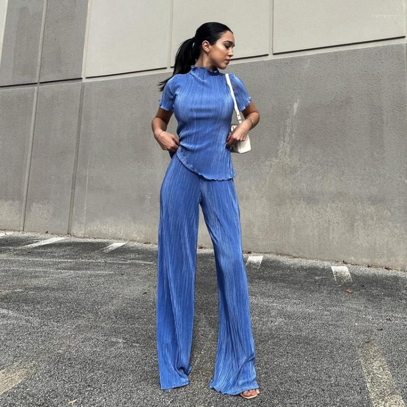 

Women' Sleepwear Fashion Pajamas For Women Two Piece Set Solid Short Sleeve Top Casual Wide-leg Trousers Loungewear Woman Pijama Pjs, Black
