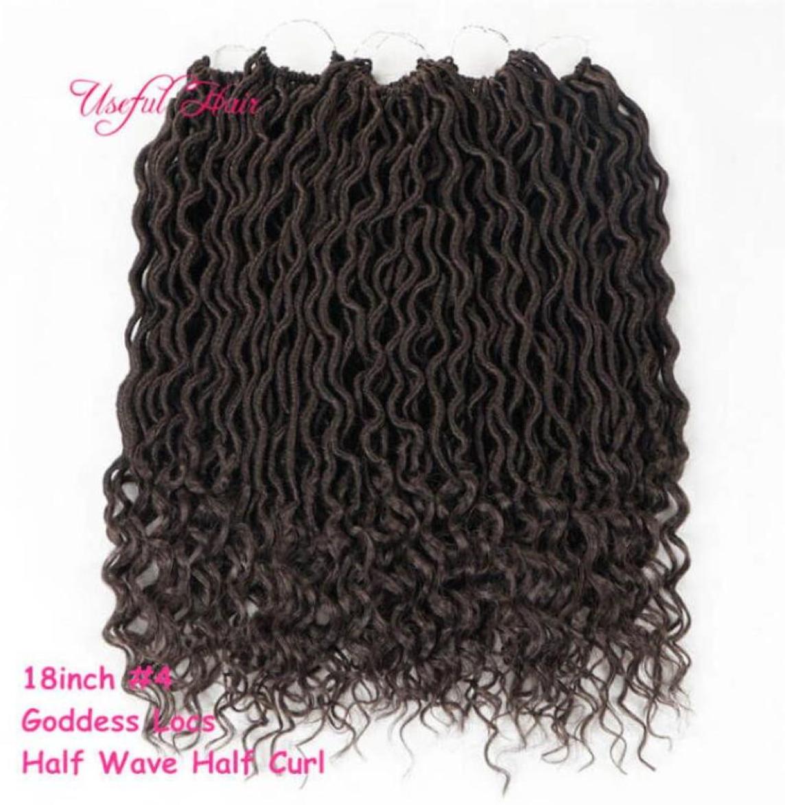 

18 inch Synthetic braiding Crochet Hair goddess locs Faux Locks Curly Crocheted Braids Synthetic Hari Extensions For Black Women m7614267