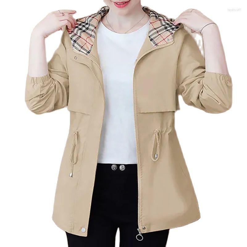 

Women's Jackets Fashion Long Sleeve Drawstring Hooded Coat Spring/Autumn Women's Windproof Coats Solid Color Zipper Outdoor Ladies, Black