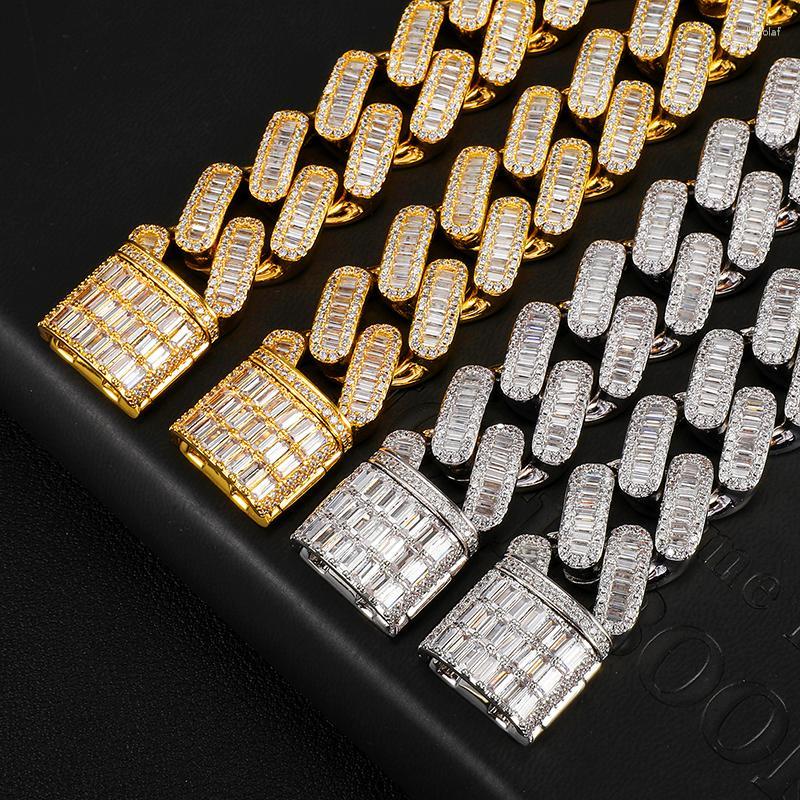 

Choker Chokers Men Hip Hop Chain Necklace 19mm Width Baguette Stone Cuban Chains Iced Out Bling HipHop Jewelry For Party GiftChokers Gord22