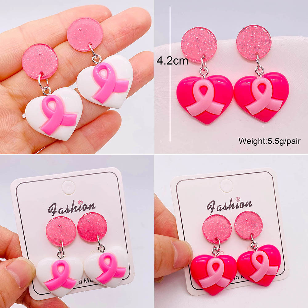 

Bowknot Pink Silk Earrings Breast Women's Health Awareness Acrylic Earrings Gift