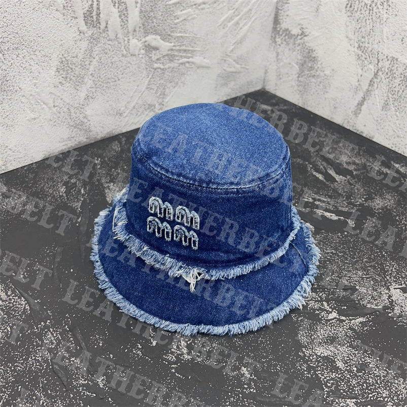 

Outdoor Golf Hats Jacquard Letter Visor Buckt Hats Women Men Casual Denim Beach Sun Hats Fisherman Cap, Blue