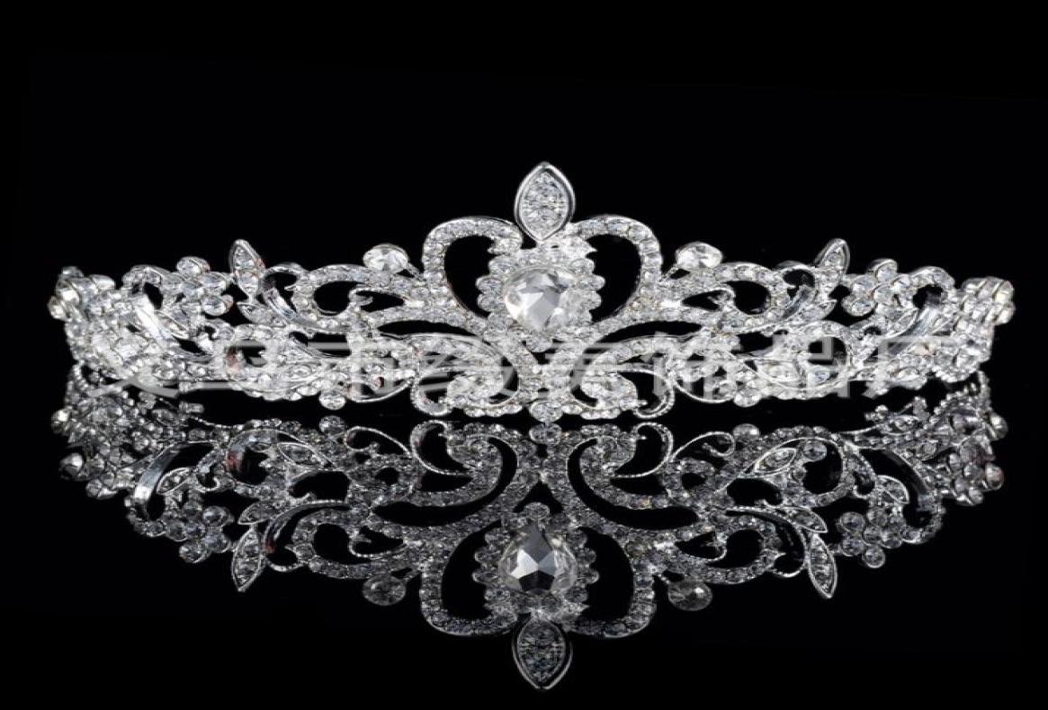 

In Stock Shining Beaded Crystals Wedding Crowns 2015 Bridal Crystal Veil Tiara Crown Headband Hair Accessories Party Wedding Tiara9519733