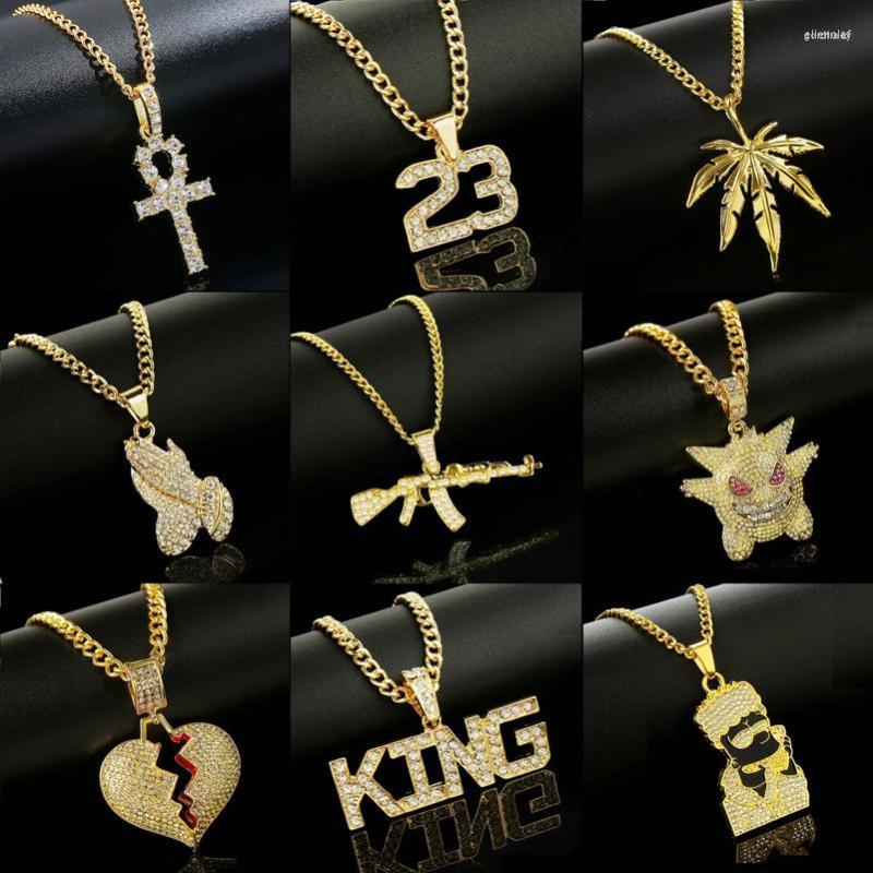 

Pendant Necklaces Hip-Hop Punk Men's Necklace Chain Luxury Crystal Gold Color Fashion For Man Woman Nightclub Exaggerated Jewelry