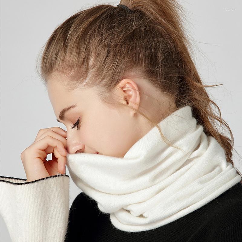 

Scarves Sparsil Woman Winter Mink Cashmere Ring Scarf Warm One Loop Neckerchief Knit Wool Snood Headband Female Neck Warmer Fake CollarScarv