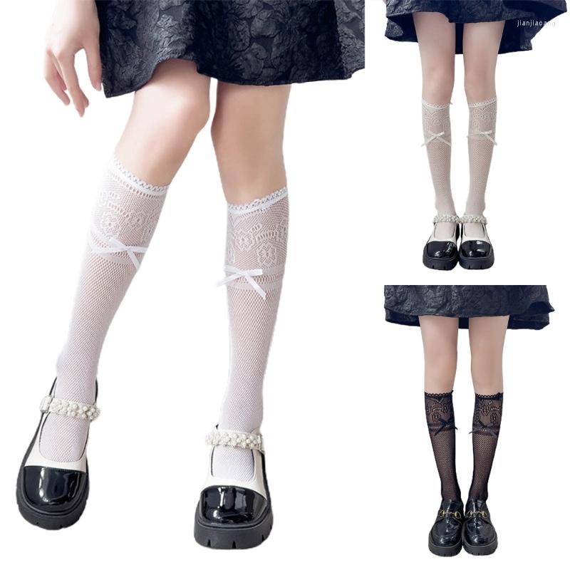 

Women Socks Sweet Womens Vintage Lace Bowknot Long Stockings For Girl, Black