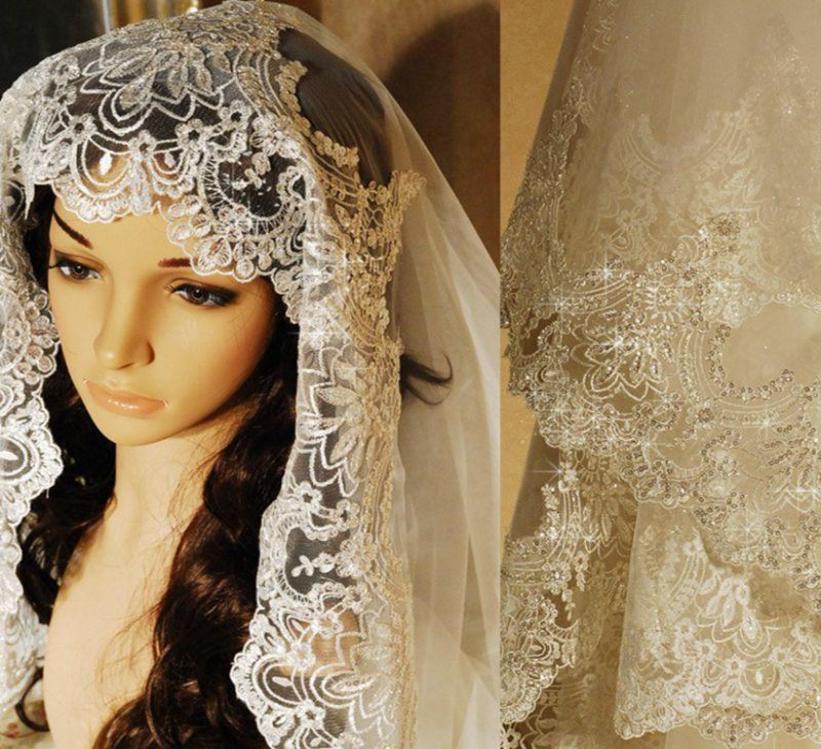 

Bridal Veils White Ivory Wedding Lace Edge Sluier Bride Veil Velos De Novia Largos Accessories2220424