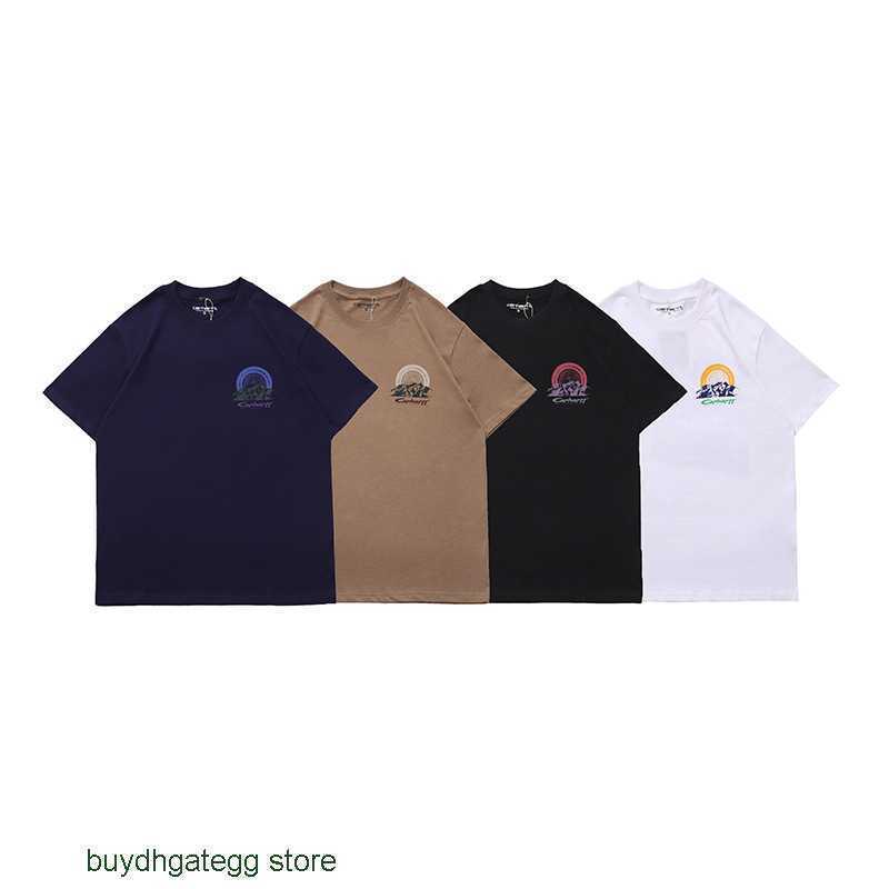 

Wx7f Fashion Men' and Women' T-shirt Tooling Brand Carhart New 2023 Summer Outdoor Winter Snow Mountain Peak Pattern Printed Round Neck Short Sleeve, Black