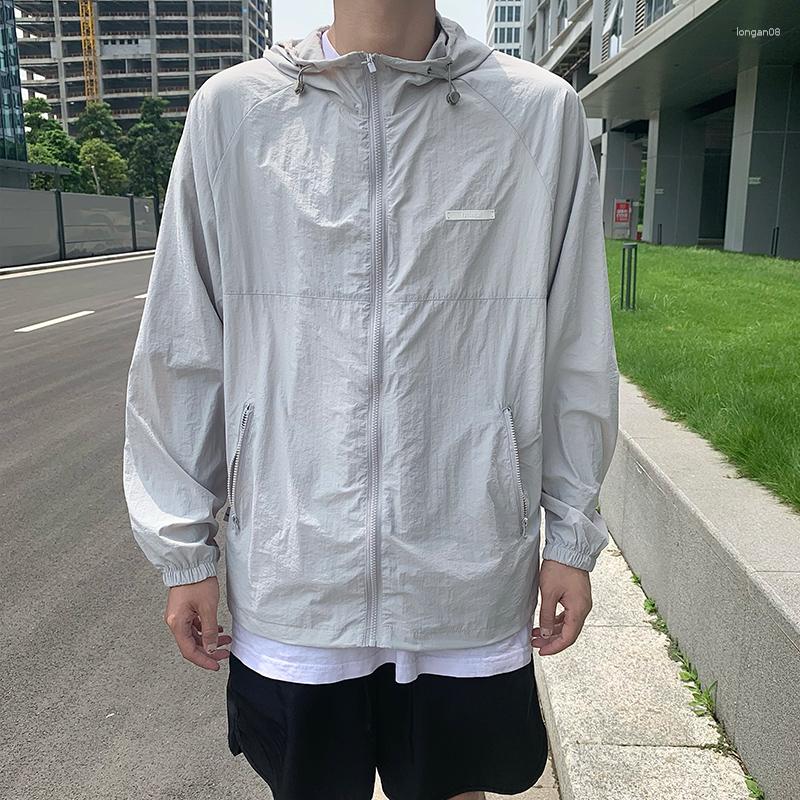 

Men' Jackets Fashion Breathable Sun Protection Overcoat Men' Summer Simple Solid Loose Hooded Couple Outdoor, Gray