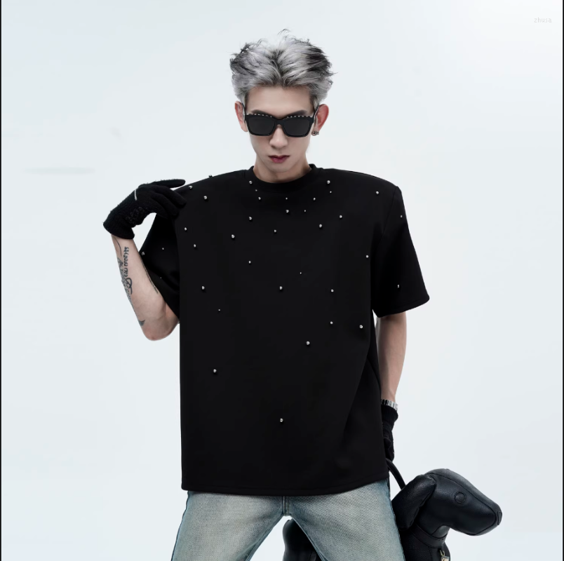 

Men's T Shirts E06202 Fashion Men's Tops & Tees 2023 Runway Luxury European Design Short Print Party Style T-Shirts, Black