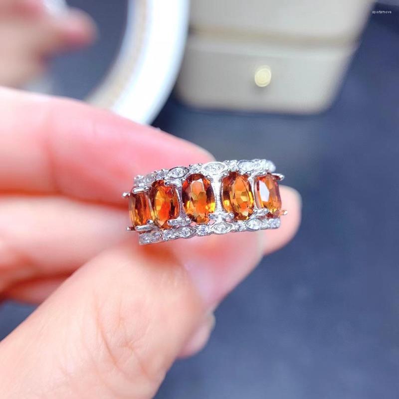 

Cluster Rings Real And Natural Citrine Ring 925 Sterling Silver Fine Yellow