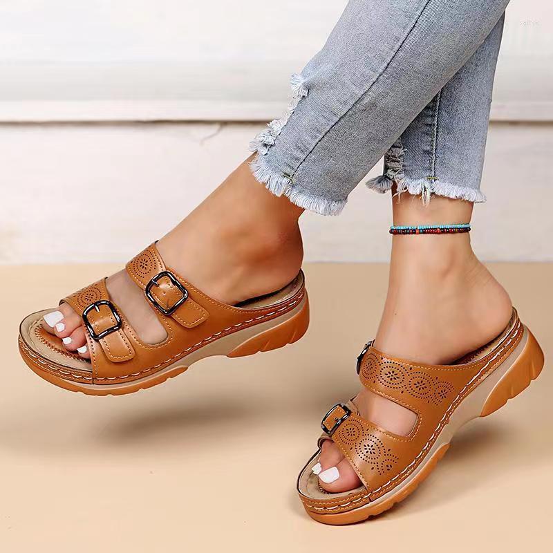 

Sandals Women Closed Toe Summer Slipper 2023 Comfort Double Buckle Wedge Ladies Plus Size Platform Casual Slippers, Light blue