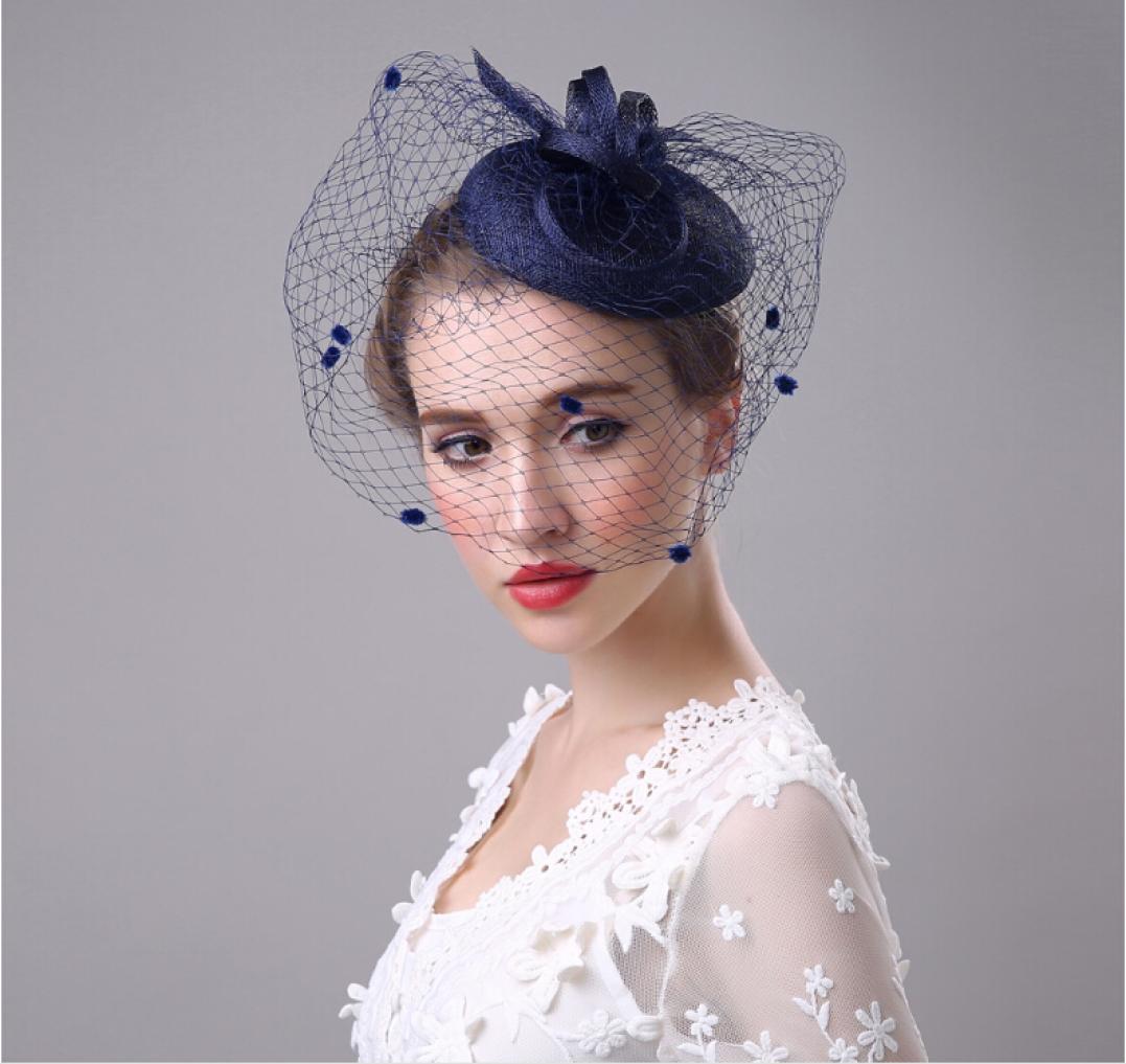 

Elegant Wedding Party Bridal Headdress Church Hats 2019 Cheap Handmade Custom Navy Blue Hat Kentucky Derby Hats5454569, Black