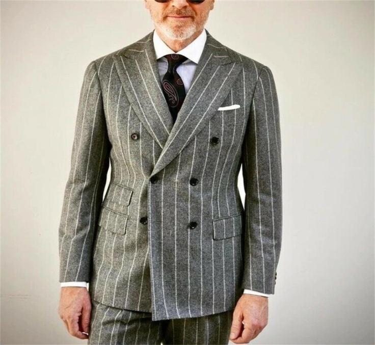 

Stripe Grey Wedding Mens Suits Slim Fit Bridegroom Tuxedos For Men Two Pieces Groomsmen Suit Blazer Formal Prom Business Jackets P8102331, Royal blue