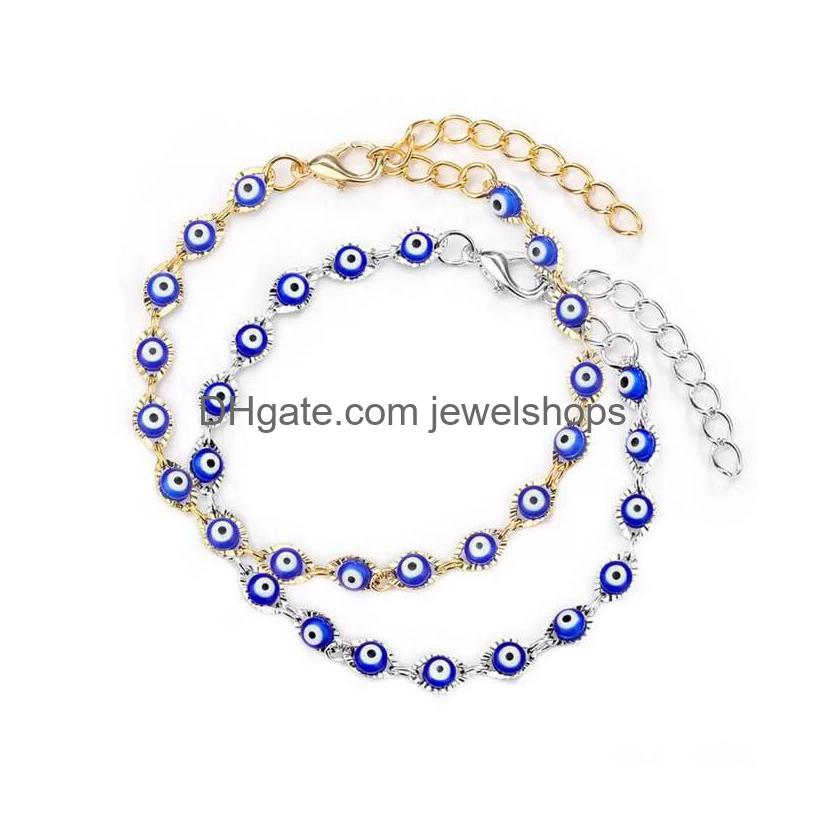 

Charm Bracelets Women Lucky Turkish Evil Blue Eye Lover Couple Jewelry Chain Bracelet For Gift Drop Delivery Dhw8R