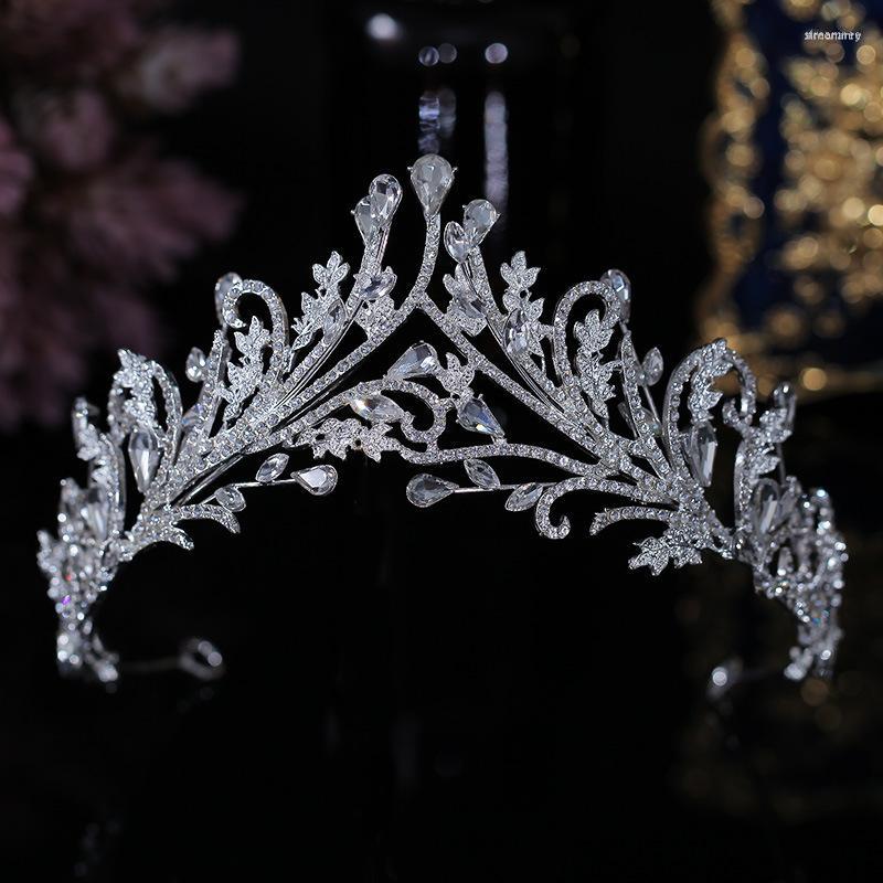 

Hair Clips Baroque Luxury Sparkling Crystal Leaf Bridal Tiaras Crown Rhinestone Pageant Prom Diadem Bride Headband Wedding Accessories