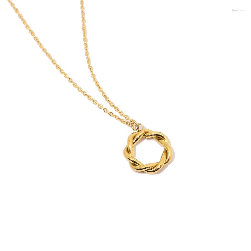 

Pendant Necklaces Twisted Circle Necklace For Women Girls Elegant Gold Color Titanium Steel Fashion Jewelry Lover Gift Not Fade(GN240)