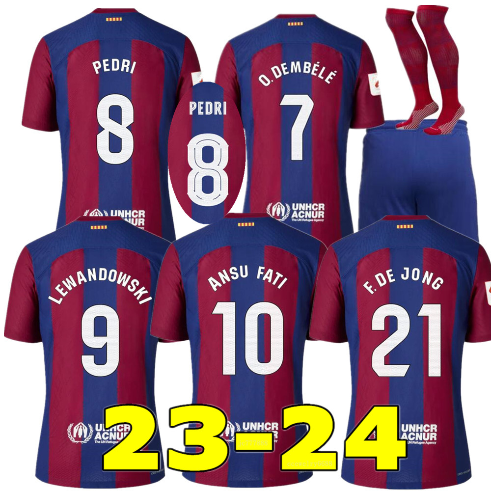 

23 24 LEWANDOWSKI GAVI barcelonas soccer jerseys 2023 2024 PEDRI Rosalia ANSU FATI de futbol camisetas RAPHINHA football shirt men barca kit kids uniform, Home