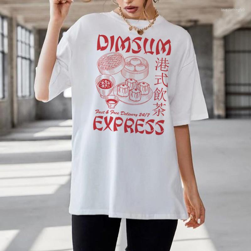 

Women's T Shirts Unisex Dim Sum Retro Graphic Tees Chinese Food Take Out Cute Funny For Women Oversized 90s Vintage Fashion T-Shirt Top, Pink