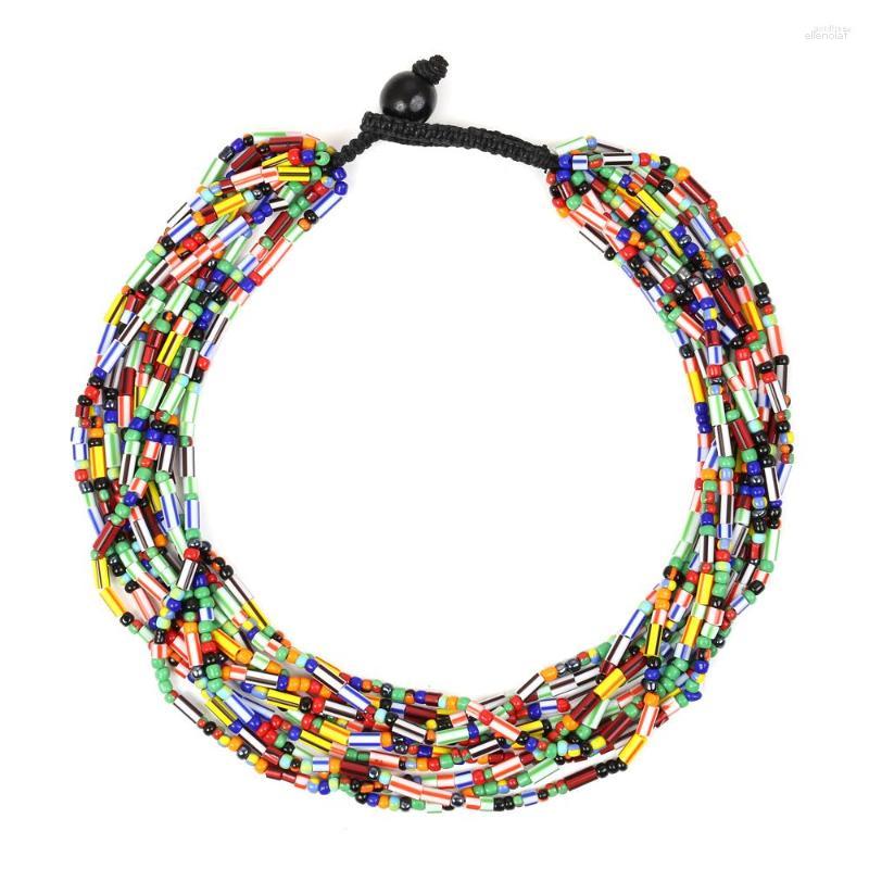 

Choker Ethnic Hand Made Colorful Resin Chain Women Many Layers Statement Necklace Wholesale Jewelry Gifts