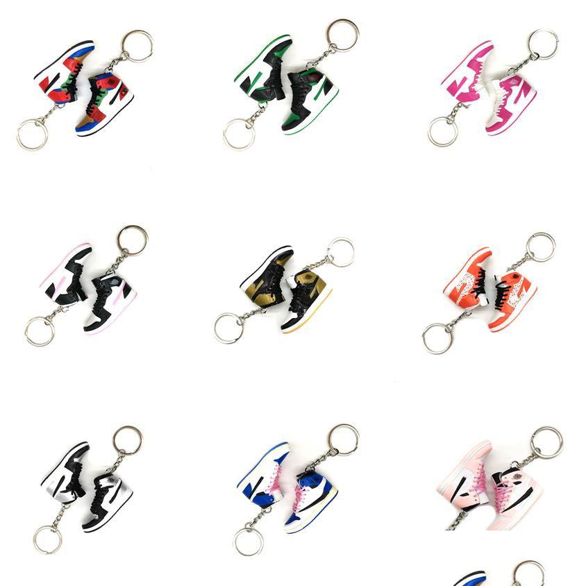 

Keychains Lanyards New Mini 3D Stereo Sneaker Keychain Classic Style Shoes Basketball Key Holder Men Women Kids Bag Accessories Dr Dh7Pt