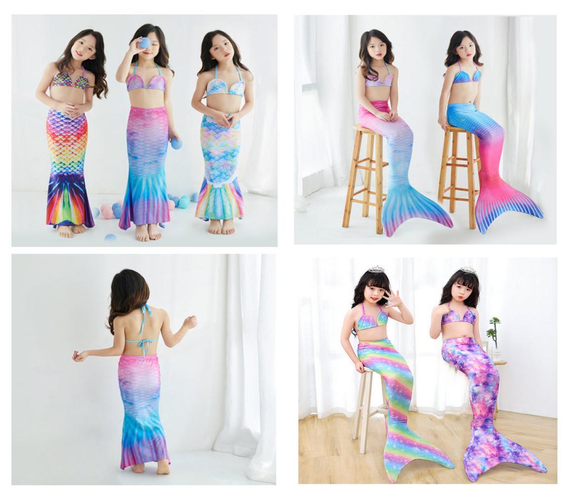 

31 colors Kids TwoPieces mermaid swimsuits Cute baby girls sevencolor print rainbow bodysuits Set with cap swimwear Fashion Comf6624449, Peacock blue
